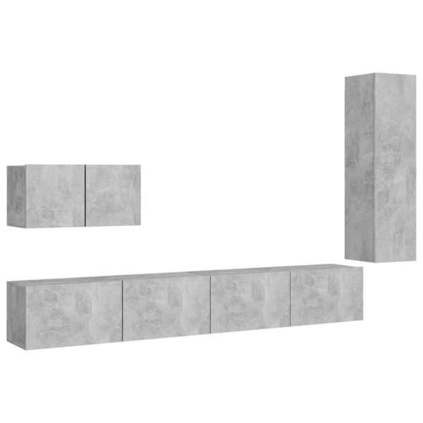 vidaXL Ensemble de meubles TV 4 Pièces Gris béton Bois d'ingénierie