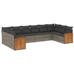 vidaXL Salon de jardin avec coussins 10 Pièces gris résine tressée