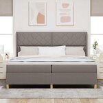 vidaXL Lit à ressorts avec matelas Taupe 200 x 200 cm tissu