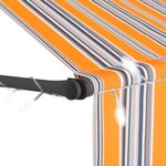 vidaXL Auvent manuel rétractable avec LED 250 cm Jaune et bleu