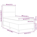 vidaXL Lit à ressorts avec tête de lit Gris clair et blanc 80 x 200 cm