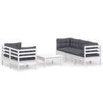 vidaXL Salon de jardin 6 Pièces avec coussins anthracite bois de pin