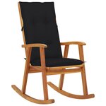 vidaXL Chaise à bascule avec coussins Bois d'acacia massif