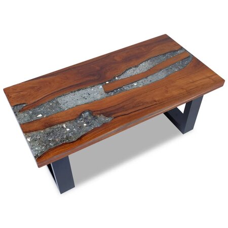 vidaXL Table basse Teck Résine 100 x 50 cm