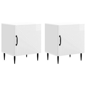 vidaXL Cabinet de chevet 2 Pièces Blanc brillant 43 x 34 5 x 50 cm