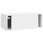 vidaXL Meuble TV mural Montage mural Blanc brillant 78 5 x 41 x 30 cm