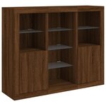 vidaXL Buffets avec lumières LED 3 Pièces chêne brun bois d'ingénierie