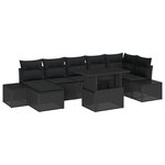 vidaXL Ensemble de Canapé de Jardin 8 Pièces avec Coussins en Rattan Synthétique Noir de