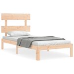 vidaXL Cadre de lit avec tête de lit 90x200 cm bois massif