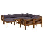 vidaXL Salon de jardin 10 Pièces avec coussin Bois d'acacia solide