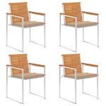 vidaXL Chaises de jardin lot de 4 avec coussins Bois d'acacia massif
