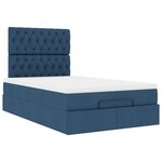 vidaXL Cadre de lit ottoman avec matelas bleu 120x200 cm tissu