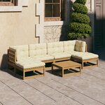 Vidaxl salon de jardin 7 pièces avec coussins marron miel bois de pin