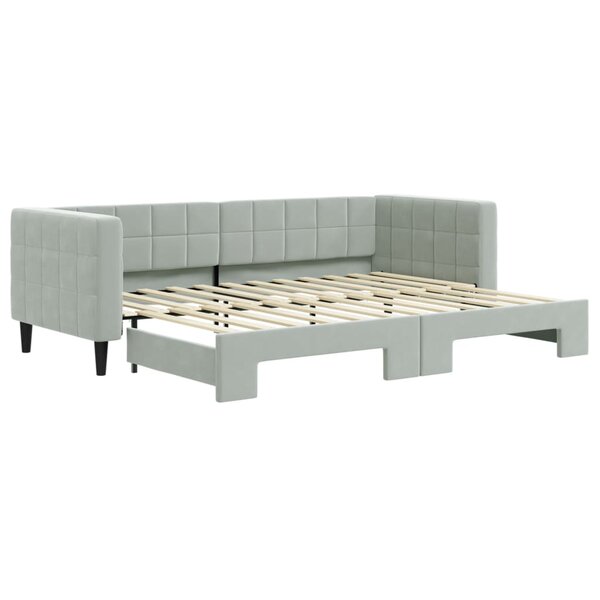 vidaXL Lit de jour avec lit gigogne gris clair 80x200 cm velours