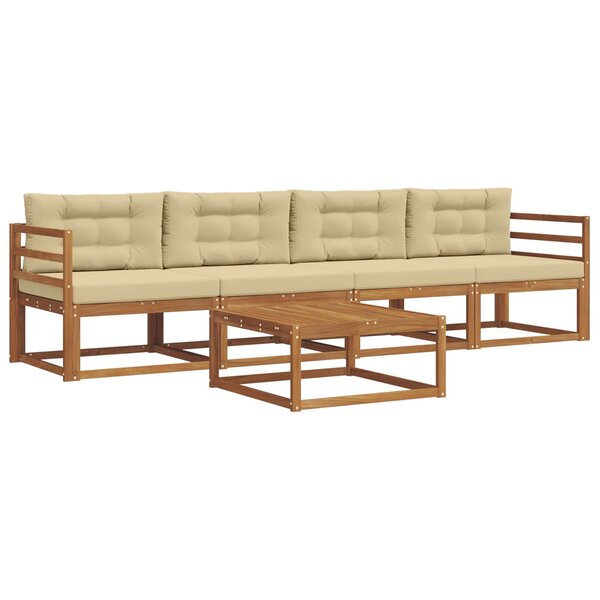 vidaXL Ensemble de canapés d'extérieur 5 Pièces Naturel et Beige