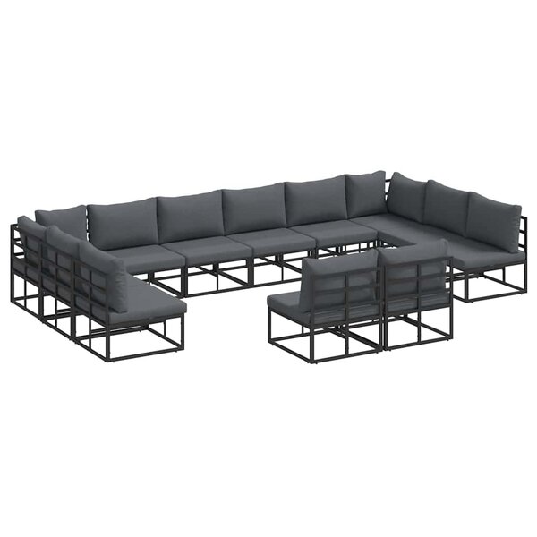 vidaXL Ensemble de canapé de jardin 12 pc Noir Aluminium