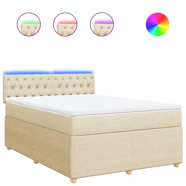 vidaXL Sommier à lattes de lit avec matelas Crème 140x200 cm Tissu