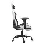 vidaXL Chaise de jeu avec repose-pied Blanc et noir Similicuir