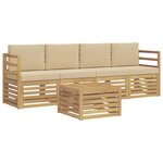vidaXL Ensemble de canapés d'extérieur 5 pc Blanc et Beige Polyester