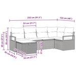 Set de canapé de jardin vidaXL 6 pièces avec coussins en rattan poly noir