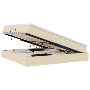 vidaXL Lit avec rangement et matelas Crème 200 x 200 cm Polyester