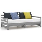 vidaXL Lit coulissant 2x(90x200) cm Gris Bois de pin massif