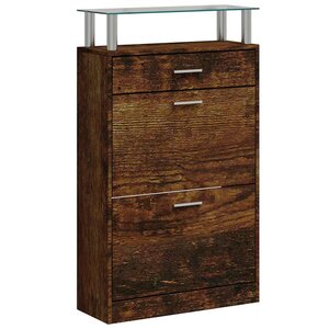 vidaXL Armoire à chaussures Chêne fumé 63x24x104 cm Bois d'ingénierie