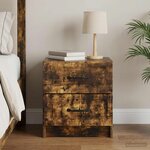 vidaXL Cabinet de chevet avec tiroir Chêne fumé 43 x 34 5 x 44 5 cm