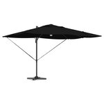 vidaXL Parasol Roma à Bras Déporté Noir et Noir 352 x 251 x 265 cm