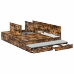 vidaXL Cadre de lit avec rangement Chêne fumé 150 cm Bois d'ingénierie