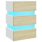 vidaXL Table de chevet à LED Blanc et chêne sonoma 45x35x67 cm