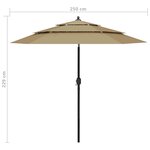 vidaXL Parasol de jardin à 3 niveaux avec mât en aluminium taupe 2 5 m