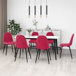 vidaXL Chaises à manger lot de 6 rouge bordeaux velours