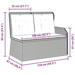 vidaXL Banc inclinable de jardin et coussins gris clair résine tressée