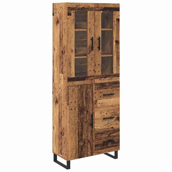 vidaXL Haut Armoire 2 Pièces Bois Ancien Bois Aggloméré et Verre