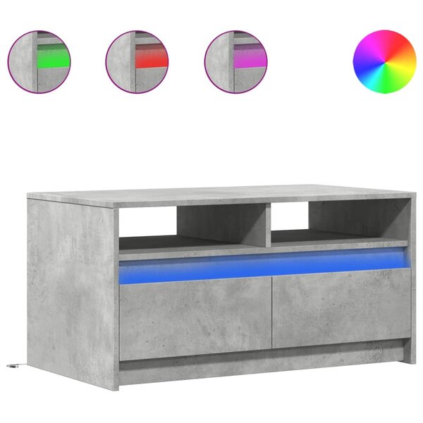 vidaXL Table basse avec lumières LED gris béton bois d'ingénierie
