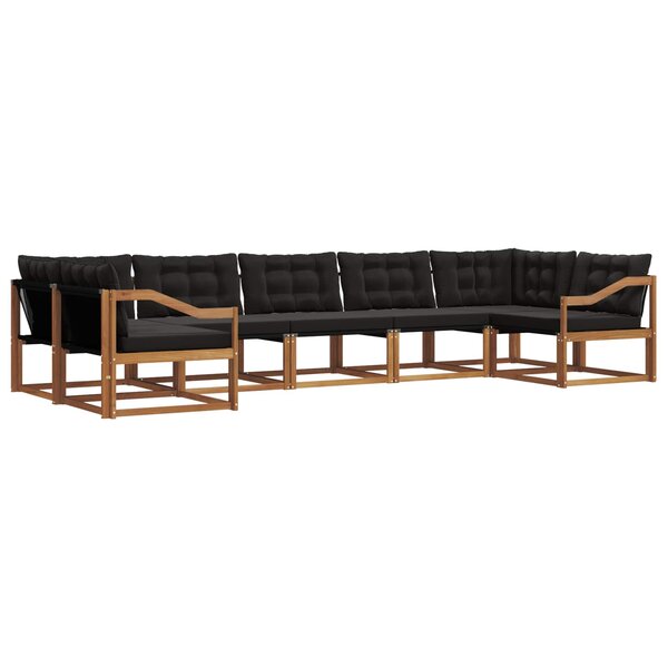vidaXL Ensemble de canapés d'extérieur 7 Pièces Naturel et Noir