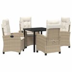 vidaXL Ensemble de salle à manger pour jardin 5 Pièces Beige polyrotin