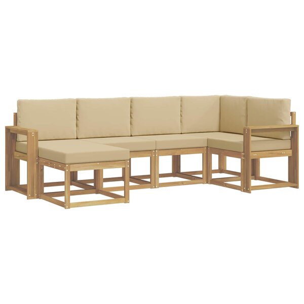 vidaXL Ensemble de canapés d'extérieur 6 Pièces Blanc et Beige Polyester