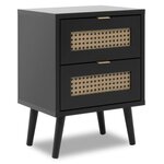 Finori Table de chevet Vienna 61A Noir et impression de rotin