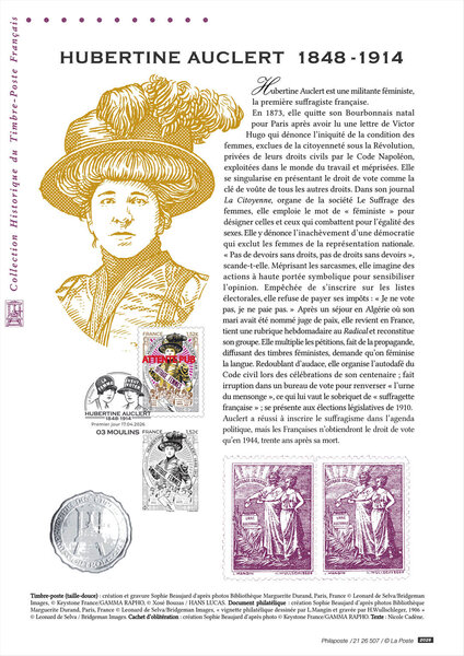 Document philatélique - Hubertine Auclert (1848-1914)