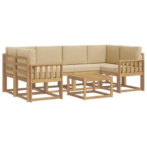 vidaXL Ensemble de canapés d'extérieur 7 pc Blanc et Beige
