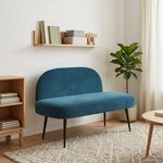vidaXL Banc rembourré avec dossier Bleu 110 x 60 x 76 cm Velours