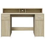 vidaXL Bureau avec lumières LED chêne sonoma bois d'ingénierie