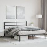 vidaXL Cadre de lit métal sans matelas avec tête de lit noir 150x200cm