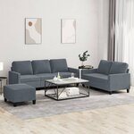 vidaXL Ensemble de canapés 3 Pièces avec coussins Gris foncé Velours