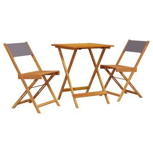 vidaXL Ensemble de bistro 3 Pièces anthracite tissu et bois massif