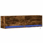 vidaXL Meuble TV mural avec lumières LED chêne fumé 140x31x38 cm