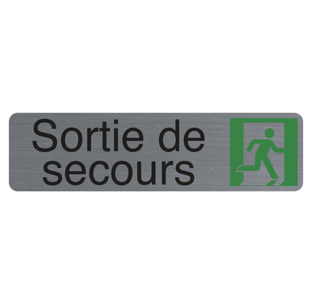 Plaque Adhésive Imitation Aluminium Sortie De Secours 16 5x4 4 Cm - Gris - Exacompta