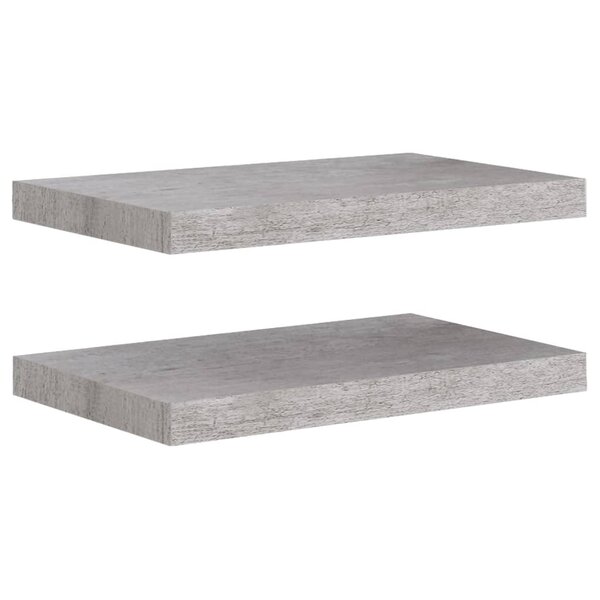 vidaXL Étagères murales flottantes 2 Pièces gris béton 50x23x3 8 cm MDF